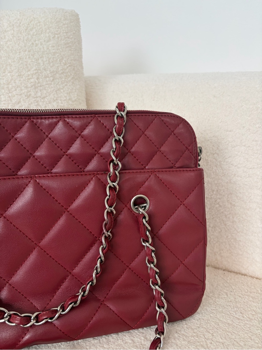 Vintage Chanel Quilted Chain-Handle Shoulder Bag in Burgundy